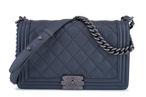 chanel pearl calfskin medium boy flap dark grey|boys Chanel flap bag.